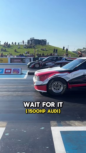 Wait for it😳This is NOT sped up! Audi S2 1500HP looks insane on the drag strip, sporting the 5 cylinder engine AWD, this is one of the fastest cars of Doorslammers🏁 #audi #1000hp #audiquattro #retrocar #carracing | Twin Engine Corsa