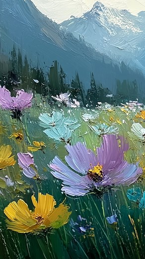 When the wind dances through the flowers, time stands still for a moment. #art #artwork #artoftheday #artlovers #artdaily #visualart #contemporaryart #inspiration #art #artist #arte #painting #paintingart #oilpainting #midjourney #midjourneyart #aiart #aiartcommunity #midjourneyai #midjourneyaiart #acrylicpainting #flowers | Art Fans Zone
