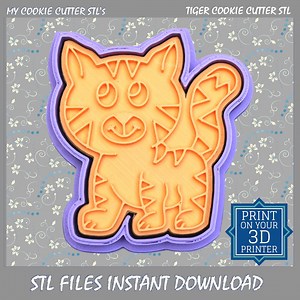 Tiger Cookie Cutter and Embossing Stamp / Fondant Imprint STL. Print on Your 3D Printer. Perfect for Cookies & Fondant YUM! - Etsy Canada