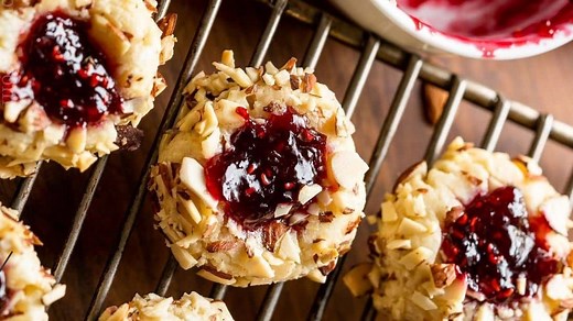 Almond Raspberry Thumbprint Cookies