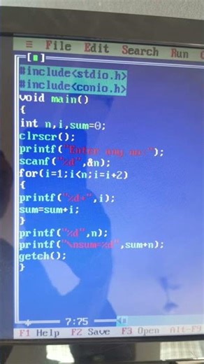 Program to display series and find sum of 1+3+5+........+n.