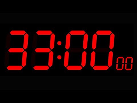 33 Minute Timer / 33 Minute Countdown Timer - Red Digits on Black Background (No mid-video ads)