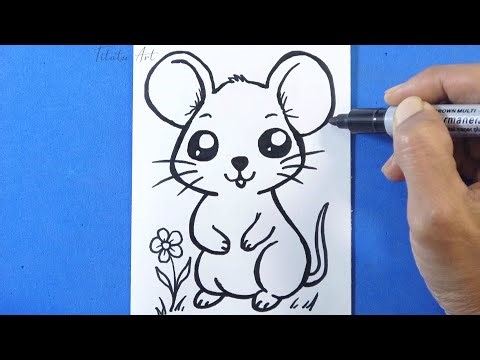 How to Draw a cute Mouse | Easy Mouse drawing tutorial