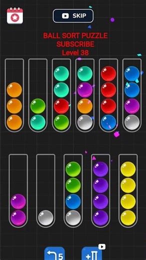 Color Sorting solution /Level 38/ Ball Sort Puzzle Fun Gameplay #shorts #gaming #gameplay #virlshort