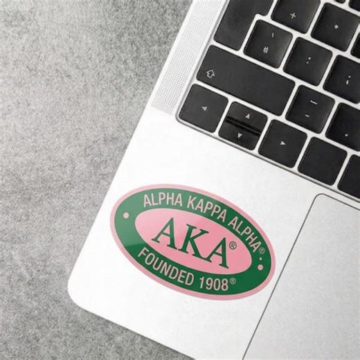 AKA 1908 Oval Sticker | Alpha Kappa Alpha Sorority Sticker, Pink Green College Laptop Decal - Etsy