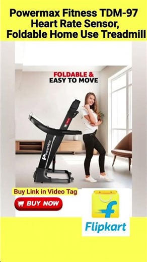 Powermax Fitness Pre-set Workout Programs, Heart Rate Sensor, Foldable Home Use Treadmill
