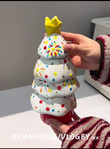 Christmas ceramic cup tree #tiktokmademebuyit #ceramics #coffelover #matcha