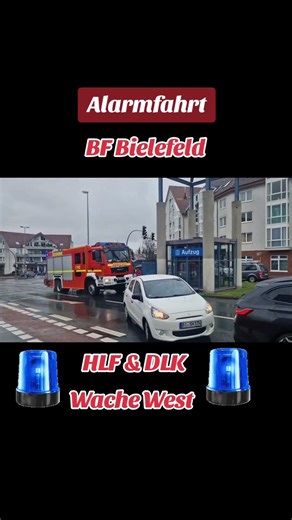 HLF & DLK der BF Bielefeld auf Alarmfahrt.#feuerwehr #einsatz #alarm #berufsfeuerwehr #bielefeld
