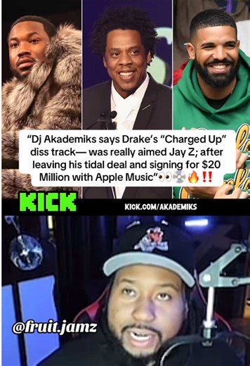 Akademiks says Drake’s classic “charged up” diss track at Meek Mill was really aimed at Jay Z; with several references to him leaving his equity Tidal deal with Jay Z for $20 million dollars with Apple Music #drake #jayz #meekmill #akademiks #fyp