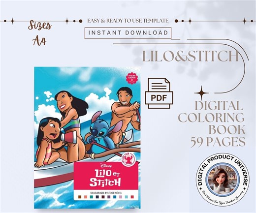 Disney Lilo and Stitch Color by Number Digital Coloring Book | Adult Mystery Coloring Pages | Printable PDF PNG | Calm Focused Coloring - Etsy