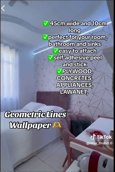Geometric Lines Wallpaper for Room Decor | Yellow Basket included