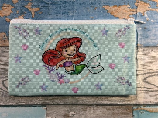 Ariel Pencil Case, Disney Princess Makeup Bag, Little Mermaid Cotton Canvas Makeup Purse - Etsy