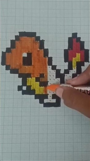 easy pixel art tutorial pokemon charmander 🔥💯💯🥵 #please #like #share #subscribe #pixelart