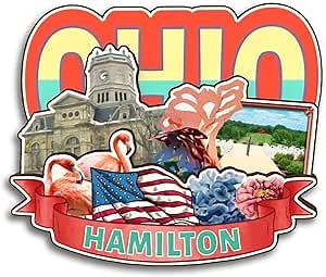 Hamilton Ohio USA America Fridge Magnet Wooden Collection 3D Wood Handmade Travel City Souvenirs Refrigerator Magnet Home Decoration Gift -1015