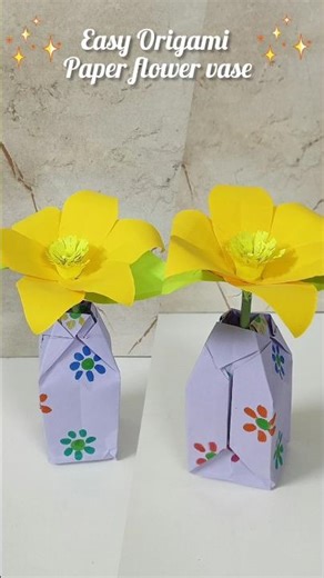Easy Origami Paper Flower Vase| Origami flower pot /paper pot#shorts​ #craft​ #diy​ #origami​ #vase