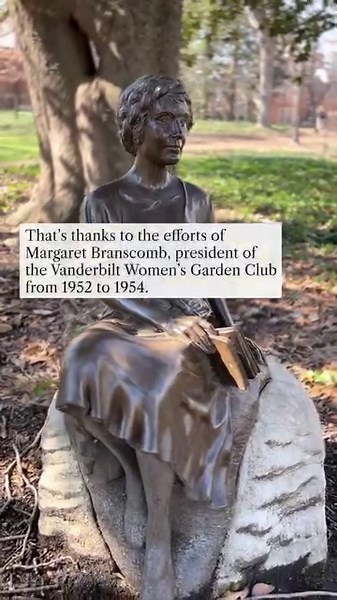8.6K views · 183 reactions | In 1985, a bronze statue of Margaret Branscomb was installed under a Southern magnolia tree to honor her and the other women of the Vanderbilt Women’s Garden Club who were instrumental in planting the trees, shrubs and flowers that helped establish our campus' park-like setting. Next time you pass Margaret, give her a moment of appreciation.  | Vanderbilt University | Facebook