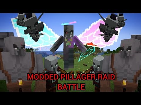 Minecraft Modded Pillager Raid Battle with Guns ( 1.19.2 Mods )