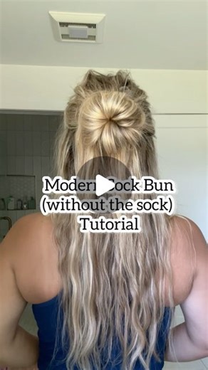 Lainey Ostrom on Instagram: "Literally one of my favorite buns. A sock bun without the sock. Who here used to roll up a sock from their drawer and make a large bun on top of their head? Of course it had to be slicked back with NO BUMPS. Am I right? 😆🙋🏼‍♀️ good old days! - #sockbun #hairupdostyle #hairupstyle #hairupdos #halfuphairstyle #halfuphalfdown #halfuphairdo #halfupmessybun #messybuntutorial #easybun #bohobun #bohohairstyles"