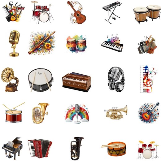 Musical Instrument PNG Clipart Bundle, Music Sublimation Design (digital Download) - Etsy