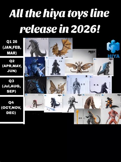 All the hiya toys release line for 2026! #hiya #godzilla #news #figure