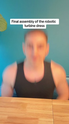 Final assembly of the robotic turbine dress using 3-D printing arduino and sewing #fashiontech #sewing #arduino