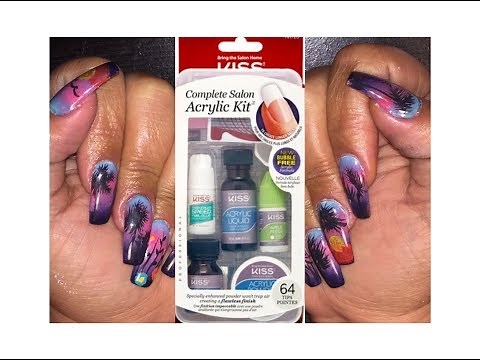 Kiss Acrylic Nail Kit Tutorial (complete salon kit) with How to nail art!