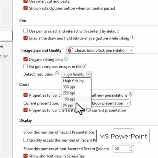 MS PowerPoint Reducing File Size with Image Compression