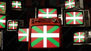 Flag of the autonomous region of the Basque Country and Vintage Televisions.
