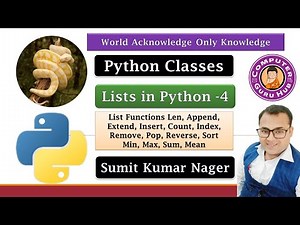 Lists in Python - 4 | Lists Built-in Function | Append Extend Pop Reverse Sort Min Max Sum Mean