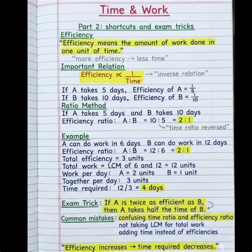 Time & Work basic math concept | easy method #mathshorttrick #timeandwork #shortcuts #mathformula