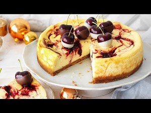 Baked Cherry Swirl Christmas Cheesecake Recipe