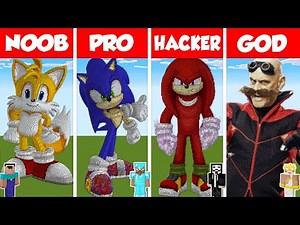 Minecraft NOOB vs PRO vs HACKER: SONIC THE HEDGEHOG PART 2 HOUSE BUILD CHALLENGE in Minecraft