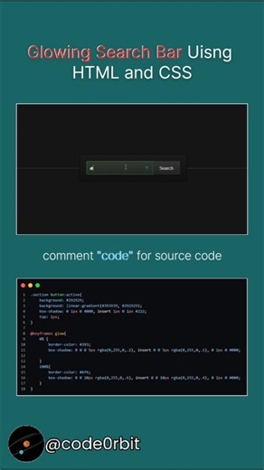 Glowing Search Bar #code #coding #coder #webdevelopment