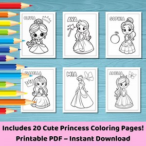 Princess Coloring Pages for Girls – 20 Printable Sheets (PDF Download) - Etsy Australia