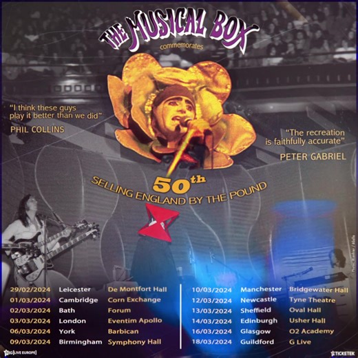 10K views · 37 reactions | ***ATTENTION UK  FANS*** The Musical Box returns to the Genesis motherland with our Selling England By The Pound 50th Anniversary Tour! Get ready for an incredible celebration of this iconic album & tour with 12 unforgettable shows across the United Kingdom. See you there! | The Musical Box Official | Facebook
