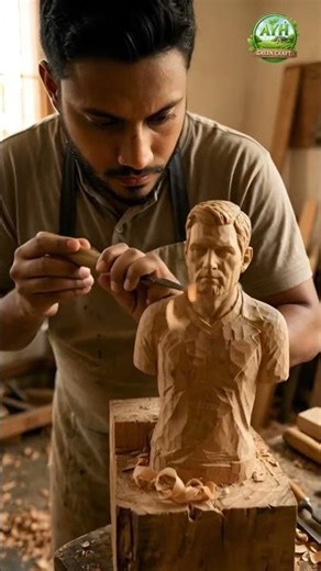 Wood Carving a Statue of Lionel Messi from Start to Finish 🔥 | Satisfying Wood Craft