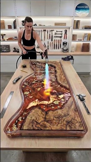 Making a Lava Epoxy River Table (Satisfying!)