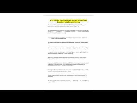 ACI Concrete FieldTesting Technician Grade I Exam Questions with Correct Answers978