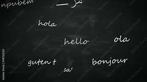 Language learning concept. Word - Hello - in different international languages.