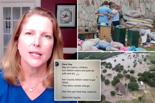 Fired doctor grovels after her foul post suggesting flood victims were Trump supporters who got ‘what they voted for’ sparked outrage