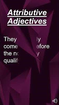 Predicative Adjective| Attributive Adjective| English Grammar