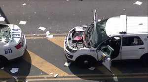 POLICE CARS DESTROYED: Rioters destroy a line of police cars, ghost riding them into each other and setting them on fire in West Philadelphia. MORE: https://bit.ly/2yOu4dm | FOX 29