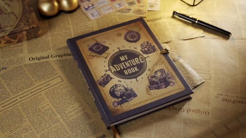 My Adventure Book 124 Pages 9.4*8.3 Inch Scrapbook Photo Album,Retro Style Embossed Letter Cover Travel Diary Journal Scrap Book For Couples,Memory Book For Anniversary Wedding
