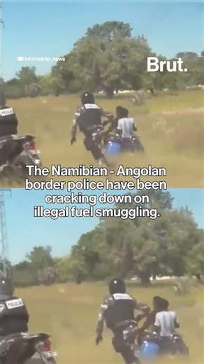 Angolan border police chasing smugglers.