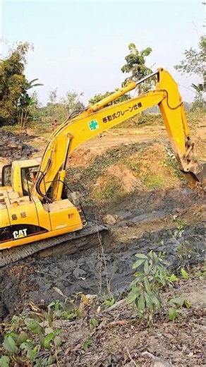 Two CAT Excavators Digging a Canal Side by Side | Improving Water Flow 🚜🌊