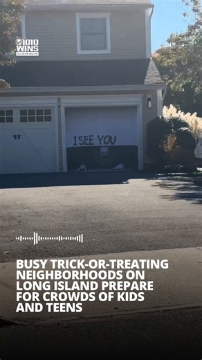 🎃 1010 WINS reporter Sophia Hall talked to Karen, a Long Island mother of three who is getting ready for the hundreds of trick-or-treaters that will descend on her front porch Friday night looking for candy. "It's almost like something out of a movie," she said of her neighborhood in the Midland section of Cold Spring Harbor, before joking about the occasional "tricks" the homeowners experience. "We do get the random shaving cream group." "All the kids meet with their friends," Karen said, noti