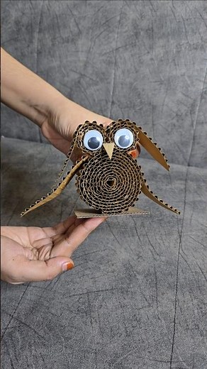 owl paper cardboard craft video #cardbordcraft#owl#ulluHand made owl #youtubeshorts #diy# #art
