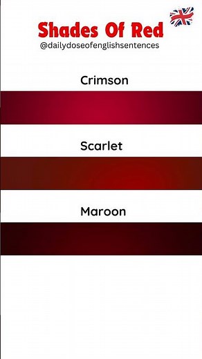 Exploring Shades of Red: Crimson, Scarlet, Maroon, Ruby #learnenglish #english #red #colorsinenglish