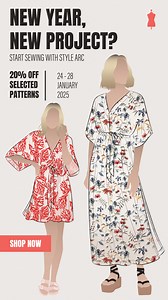 1K views | 瑱 Level up your sewing in 2025 with our New Year sale! Save 20% on selected patterns for a limited time only – no code required. January 24 - 28. Shop Style Arc today! | Style Arc sewing patterns | Facebook