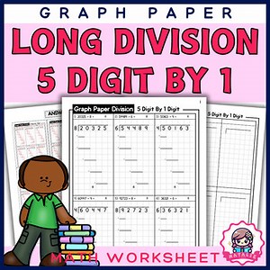 Graph Paper Worksheet for Long Division 5 digit by 1 | Problem Solving | Math